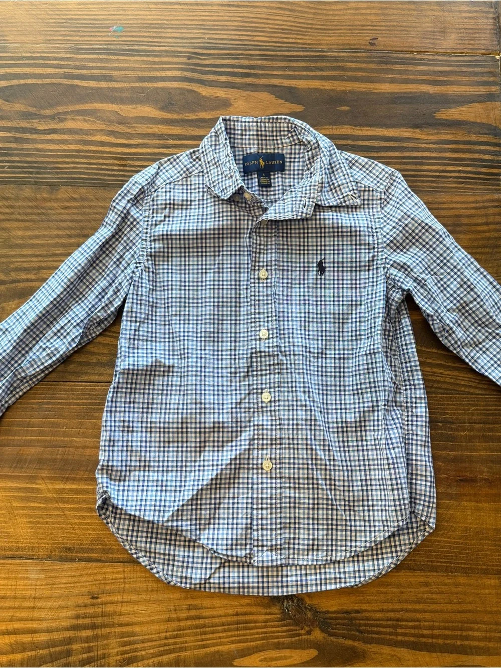 Ralph Lauren Blue & White Gingham Button-Down Shirt